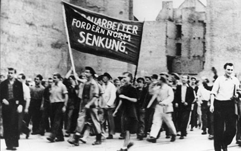 East German austerity plans demanding increased work norms without pay rise sparked initial protests (2)