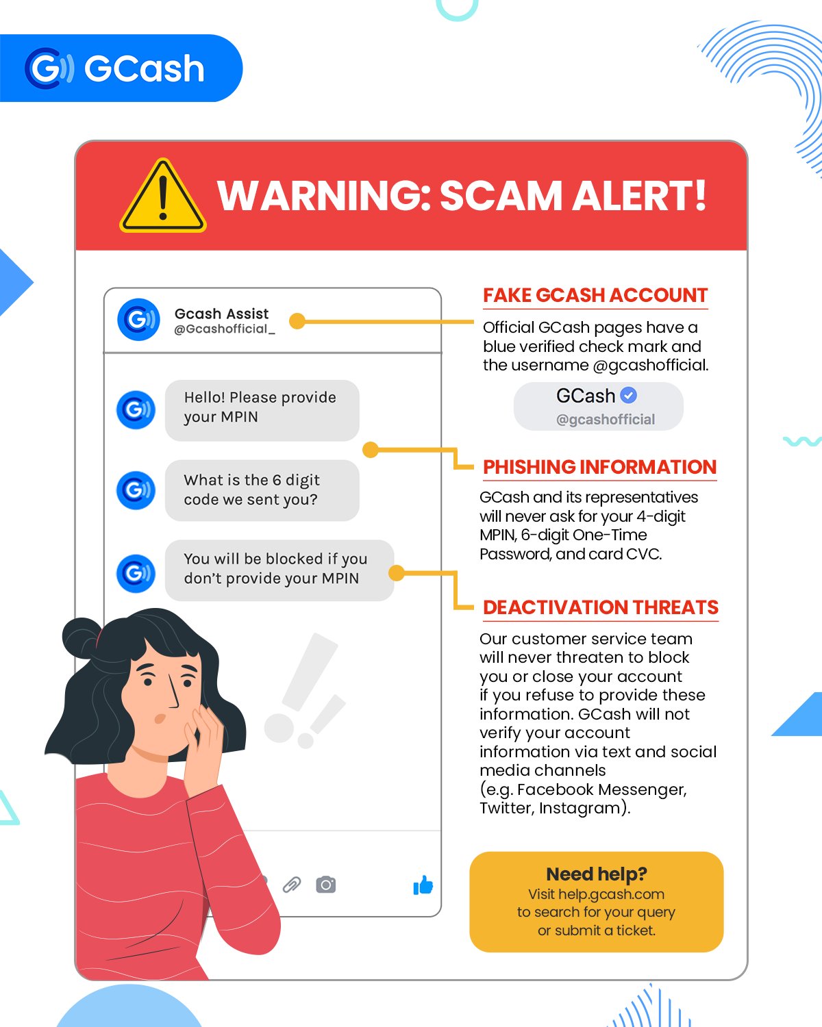 Gcash On Twitter Beware Of Fake Profiles Gcash And Its Representatives Will Not Verify Your Account Information E G Mpin One Time Password Card Cvc Through Text Message And Social Media Channels Like Facebook Twitter