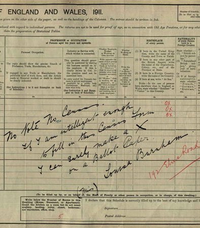 (2)Princess Sophia Duleep Singh, a Indian woman who was active in the WSPU, spoke regularly at meetings. Refused to pay tax due to not having the vote. Had a diamond ring impounded(1911), and other jewellery 1914. She refused to answer the census and writing no vote no census