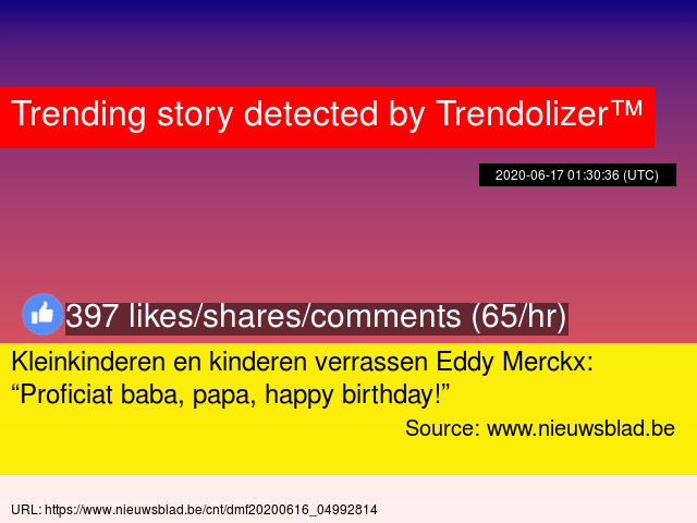 Kleinkinderen en kinderen verrassen Eddy Merckx: Proficiat baba, papa, happy birthday! 