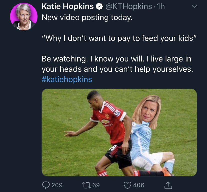 Don’t watch. Don’t reply. Don’t do anything. She makes money from saying offensive and controversial things about trending topics. Tagging her, replying, watching, even saying her name is giving her power. This is one problem that might actually go away if we just ignore it.
