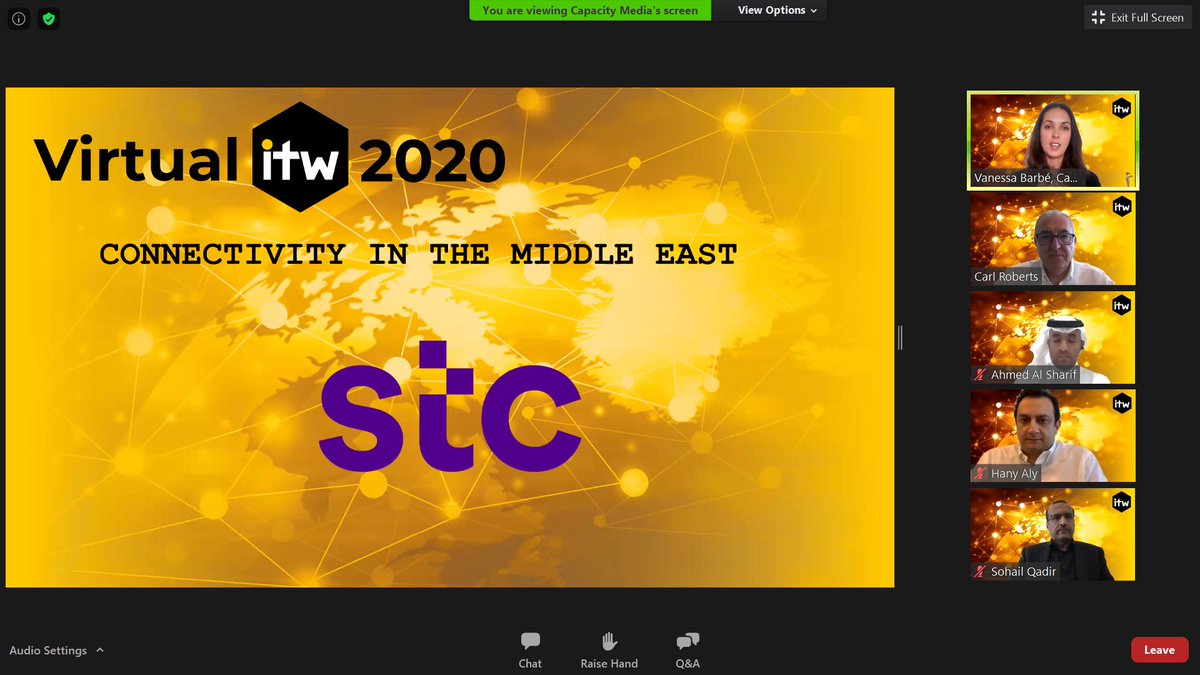 #KeepingTheWorldConnected with our Middle East Connectivity Panel at #ITW2020. The second in five sessions travelling across the global accessing the future of connectivity.