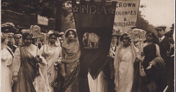 (3) Indian Contigent of the women’s coronation procoession 1911: On 17th June 1911 the WSPU organised march just before Kingd coronation. It had 40,000 people march. This photo shows 6 Indian women marching as well. Including Lolita Roy and her daughters.