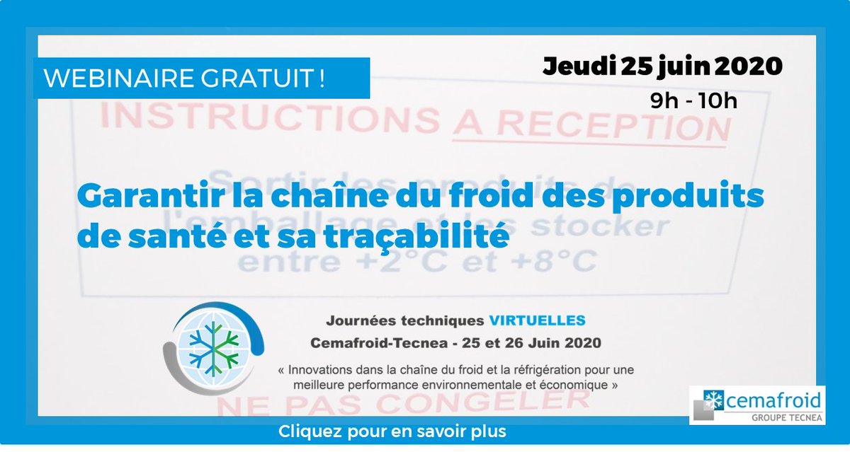 cemafroid's tweet photo. #Webinaire #Pharma le 25/06 à 9h. Solutions pour respecter les Bonnes pratiques de distribution #BPD #GDP &amp; assurer le #transport &amp; le #stockage des produits de #santé thermosensibles
Avec @sanofi @Chronopost Biologistics Healthcare, @Carrier Transicold
https://t.co/Gz2E0wbeB4 https://t.co/3qC5KV9JUl