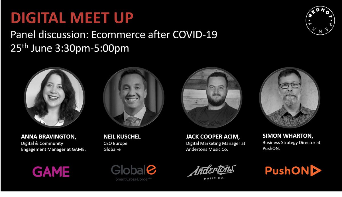 Four awesome panellists! One topic - What will #ecommerce look like after Covid-19? 90 mins of insights and discussion... Join us by registering at  bit.ly/JuneEcomPanel

#Webinar #ecommercebusiness #Marketing