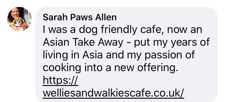   From dog friendly cafe to Asian takeaway and meals on wheels for the elderly, the pivoted Wellies and Walkies in Buntingford in Hertfordshire is  #OpenforBusinessIf you’re a small business that has reopened, reply to this thread and let us know!