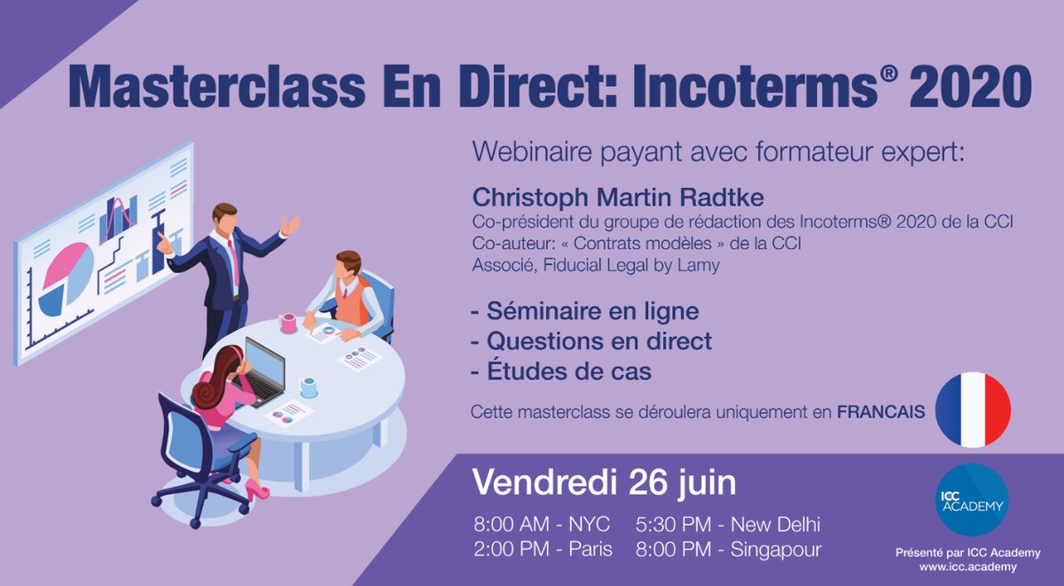 If you're a French speaker and an Incoterms® 2020 practitioner, then our latest Live Masterclass is for you! We'll be joined by Christoph Martin Radtke for this session, one of the world's foremost legal experts on the Incoterms® rules. Learn more: bit.ly/2YBHfHy <a href="/iccwbo/">International Chamber of Commerce</a>