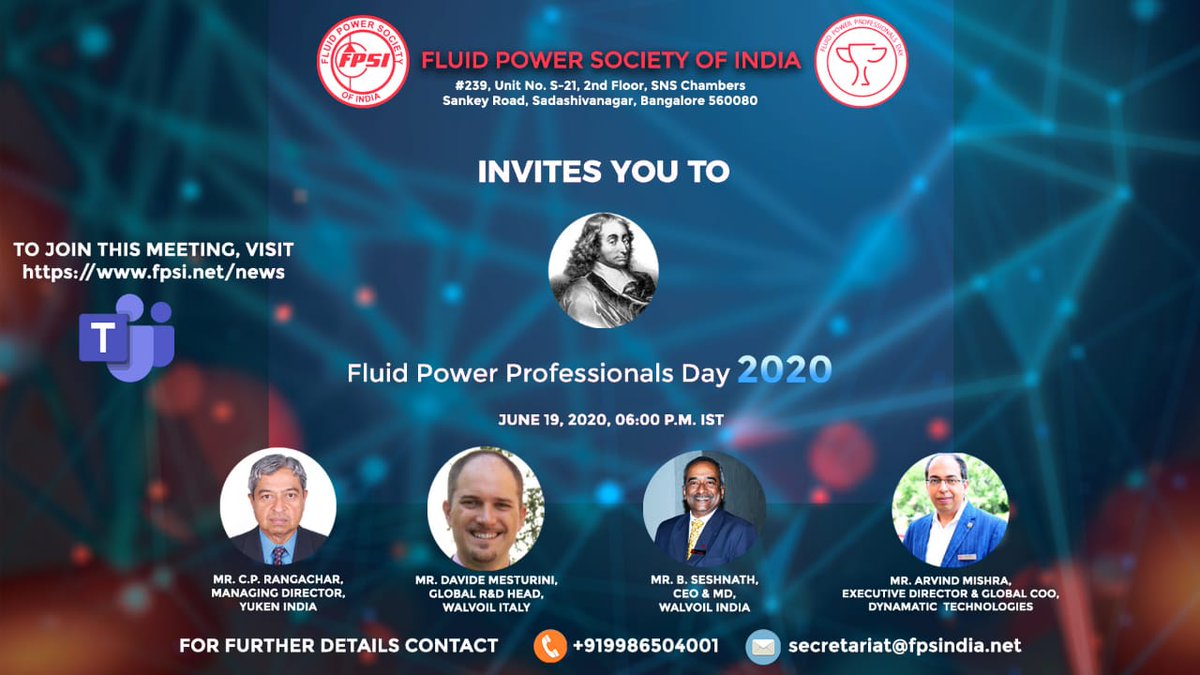FPSI_Official's tweet photo. @FPSI_Official invites you to the annual #FluidPowerProfessionalsDay hosted by the #FluidPowerSocietyofIndia on 19th June 2020!
#FPPD #FPPD2020 #FPSI https://t.co/SowXxPup6K