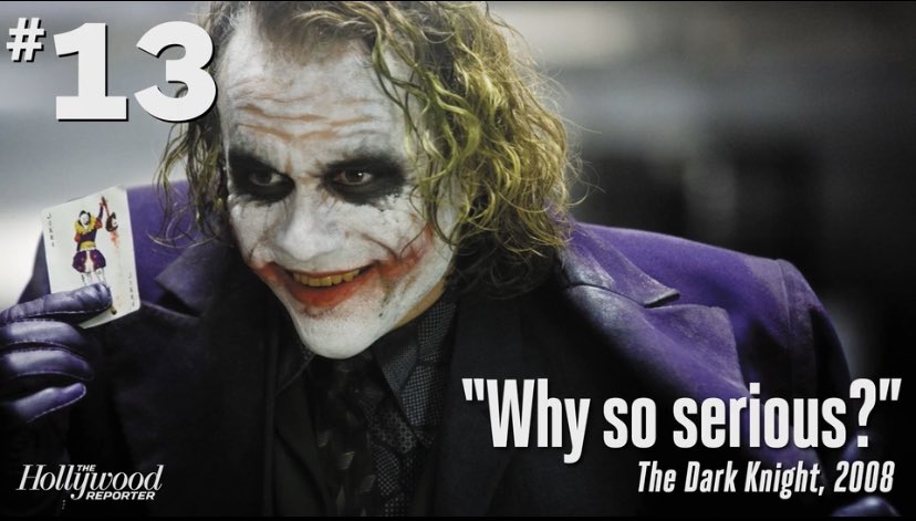Darknight Archivist Twitterren On Thr S Top 100 Movie Quotes According To Hollywood Insiders Heath Ledger S Iconic Line From 08 S The Dark Knight Ranked 1 Among To 29 Year Old Voters And 13