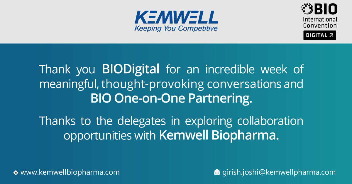 Thanks to the delegates in exploring collaboration opportunities with Kemwell Biopharma.
.
.
.
#kemwell #cdmo #biologics #BIODigital #BIO2020 #biotech #lifesciences #drugdiscovery #biopharma #drugdevelopment #collaboration