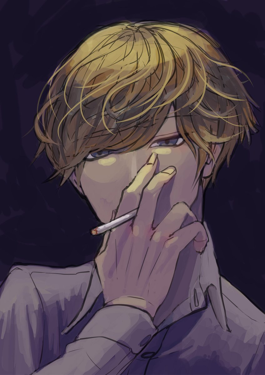 煙草の煙に光が散乱してるのいいなあと思ったらくがき 絶対文字にクローズアップした 東堂センのイラスト