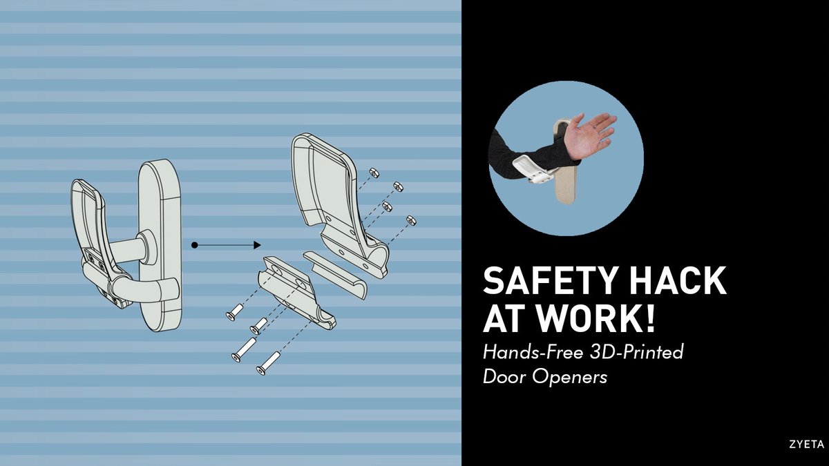 ZyetaL's tweet image. 𝐒𝐚𝐟𝐞𝐭𝐲 𝐡𝐚𝐜𝐤 𝐚𝐭 𝐰𝐨𝐫𝐤! 
Hands-Free 3D-Printed Door Openers ensure that employees can easily navigate the workplace, while being contact-free.

#designhack #workplacewellness #futureofworkdesign