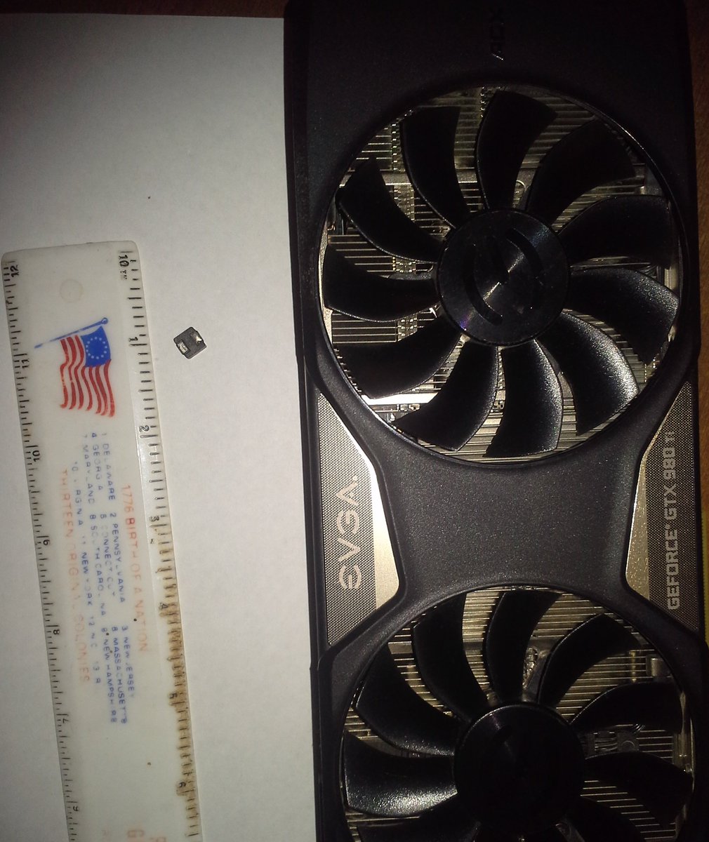 Anyone know what this square thing is, and why it may have decided to crack, smoke, and fall off the PCB from somewhere under the fan shroud?