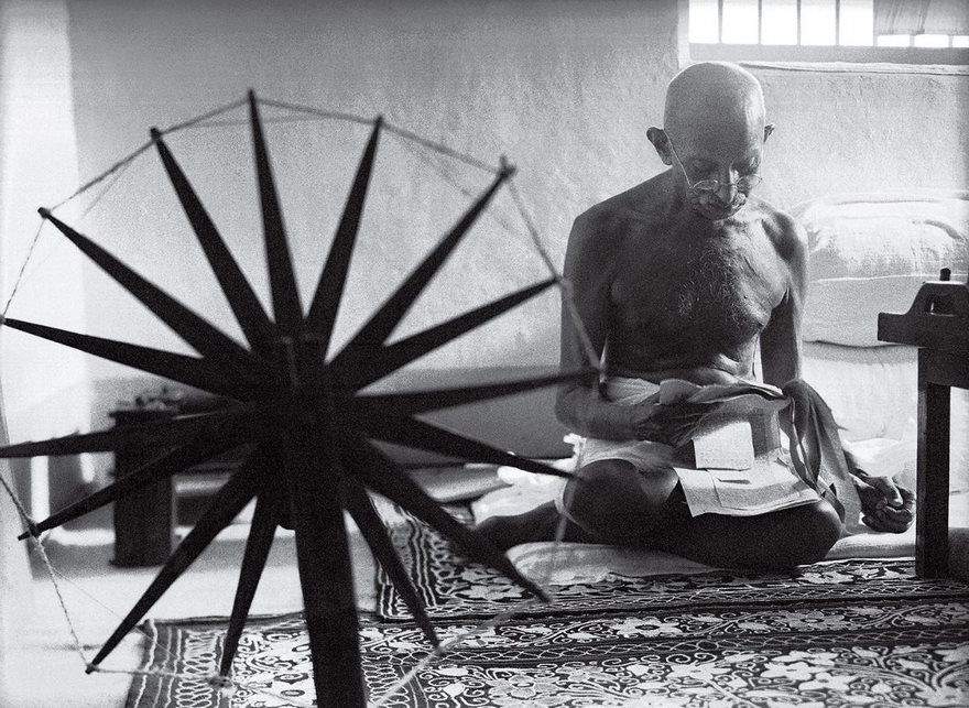 23/Mahatma Gandhi & The Spinning Wheel - this pic helped solidify the perception of Gandhi outside Indian subcontinent as a saintly man of peace.