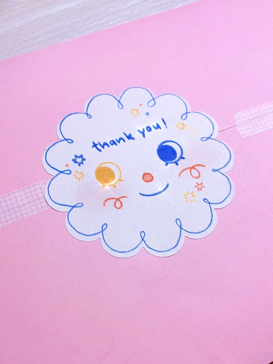 R0BOU's tweet photo. printed on a scallop shaped sticker sheet to seal my envelopes/packages 🥺🥺🥺 https://t.co/S2h8NglNDE