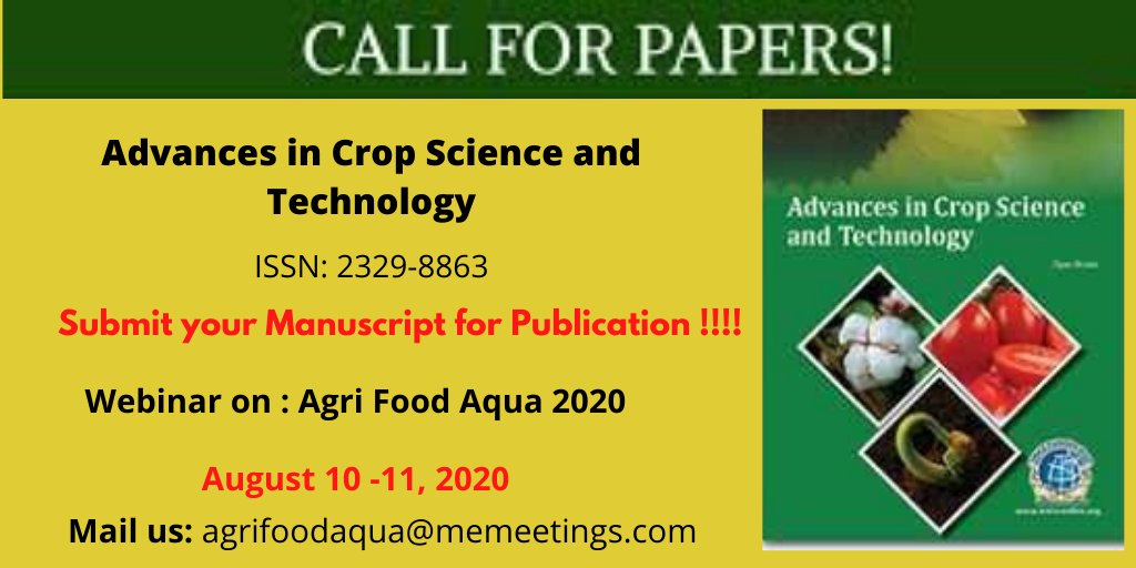 Opportunity to publish your #ResearchArticles #CaseStudies #Manuscripts in our #Scopus #Indexed Journal #Submit your papers related to #Agriculture #Food and #Aquaculture
for queries contact Us: agrifoodaqua@memeetings.com