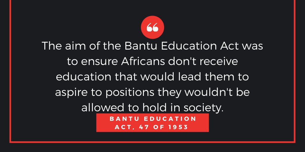 who stated the aim was to prevent Africans receiving an education that would lead them to aspire to positions they wouldn't be allowed to hold in society. If you still don't get that BEE is not discrimination but is REDRESS, you probably won't. BUT don't stress our Constitution