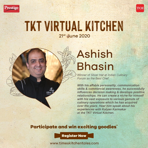 TOIKitchenTales's tweet photo. Cook Along with Executive Chef Ashish Bhasin only on TKT Virtual Kitchen. 

Chef Bhasin, a self-driven and passionate chef will teach us How to cook a typical 5star dish at home?

Get ready to wow your tastebuds!!!

Register for free here https://t.co/p0YukMAV5Z https://t.co/aQ1cniI0t0