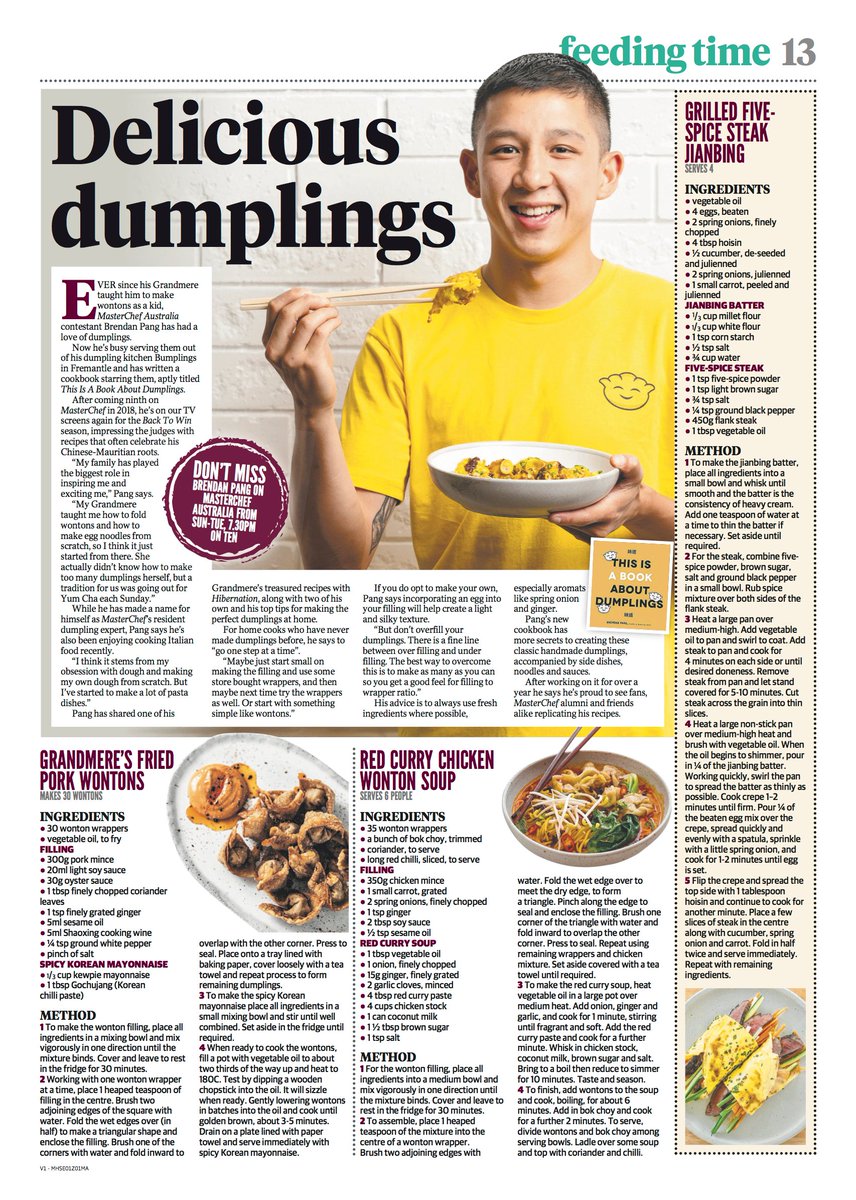 Anyone who knows me, knows I've been obsessed with <a href="/masterchefau/">MasterChef Australia</a> this season, so it was a pleasure to chat with @Brendan_Pang for today's Hibernation lift out! See it inside today's Herald Sun.