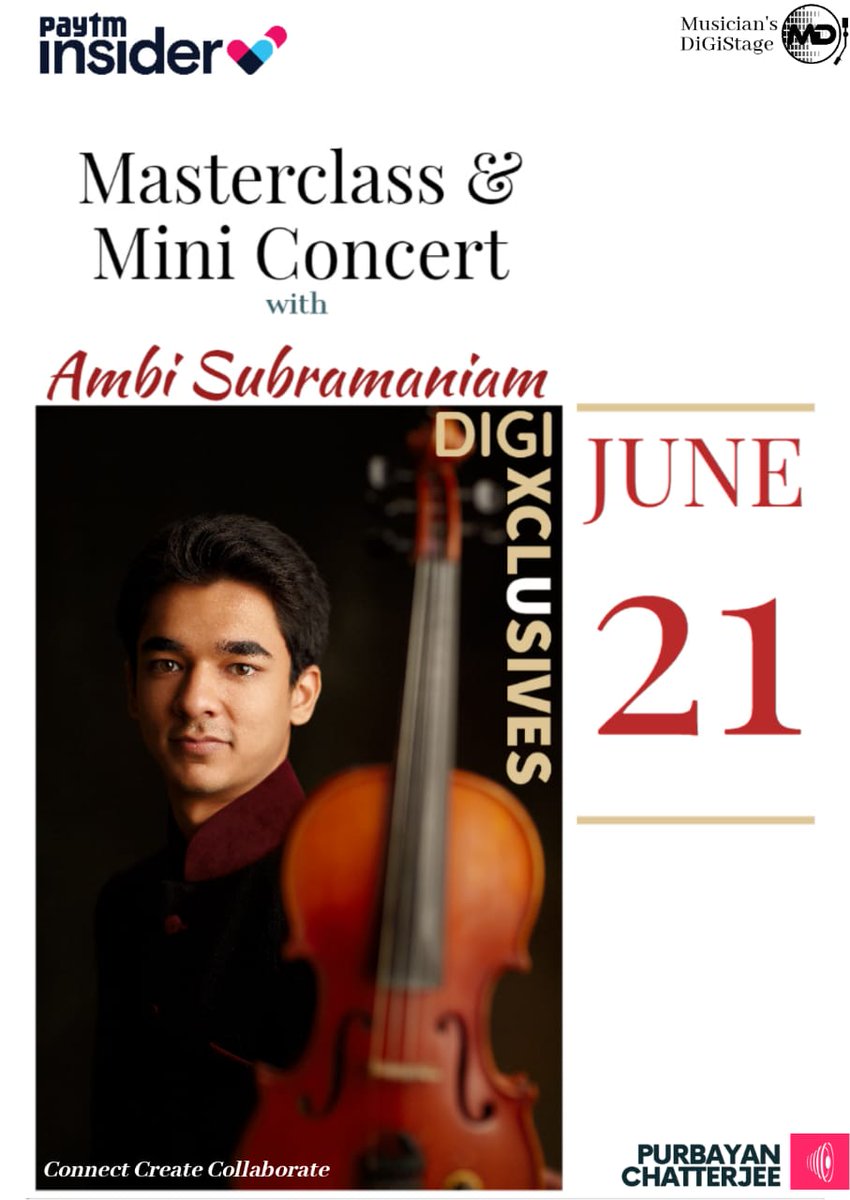 DigistageS's tweet photo. Our Next DIGIXCLUSIVE with @AmbiSub on 21st June!
Don't miss this chance to learn from the Maestro himself.
Register yourself at-
https://t.co/RQkRC6llMf
@stringstruck
@paytminsider
#violin #learning #21stjune #music #live #masterclass #digixclusive #digistage #musiciansdigistage https://t.co/q1RZqqbdfG