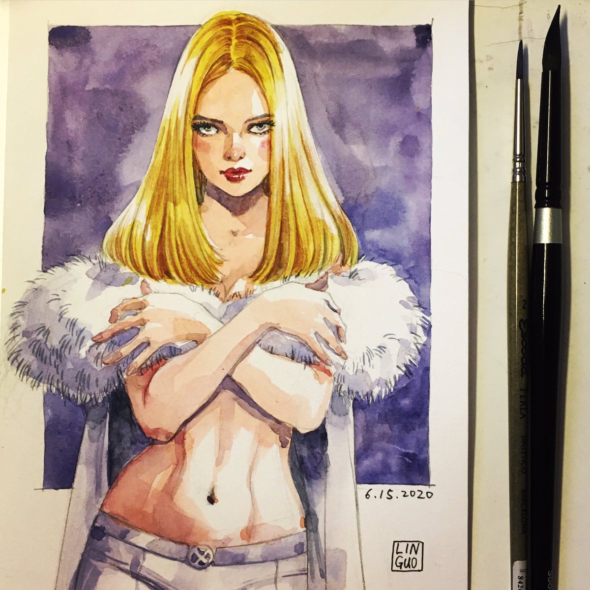 linguo2014's tweet photo. #art #artist #ArtistOnTwitter #illustration #watercolor #girl #potrait #drawing #sketch #dailysketch  #sketchbook #doodle #dailydrawing #fanart #emmafrost #xmen #抖抖村打卡 #doudoutown https://t.co/X93y60TWH3