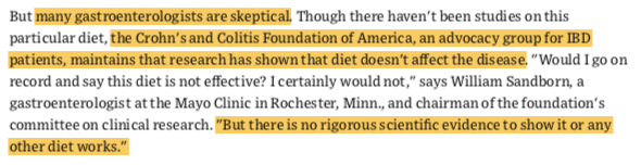 DrHarryThomas's tweet photo. From the Archives—@WSJ 2002:
"the Crohn's and Colitis Foundation of America, an advocacy group for IBD patients, maintains that research has shown that diet doesn't affect the disease"
https://t.co/28X6pKsowo
#SCD #MediterraneanDiet #DINECD https://t.co/Bb5CQFUl42