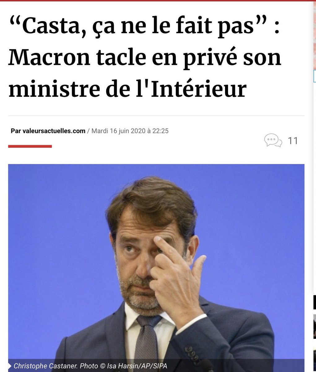 Eh oh, qui l’a mis là et soutenu contre vent et marées? Lui a fait faire le sale boulot repressif? Et maintenant il prend des pincettes. Et va le jeter comme une vieille chaussette. On ne va pas pleurer sur Rantanplan, mais ce Macron est détestable en tout.
#CastanerDemission