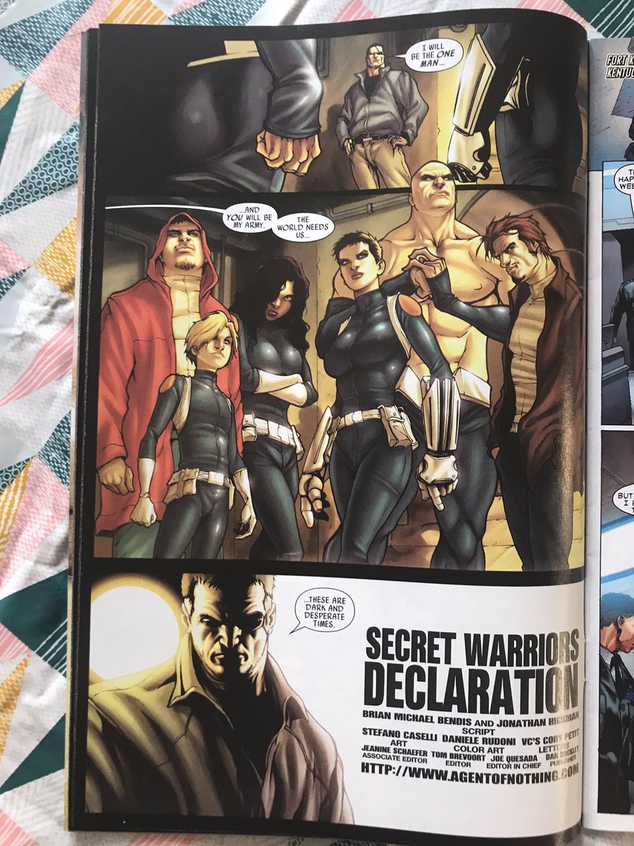 And we’re off, with a Bendis/ Hickman co-written and Caselli illustrated prologue, setting our premise rather efficiently.