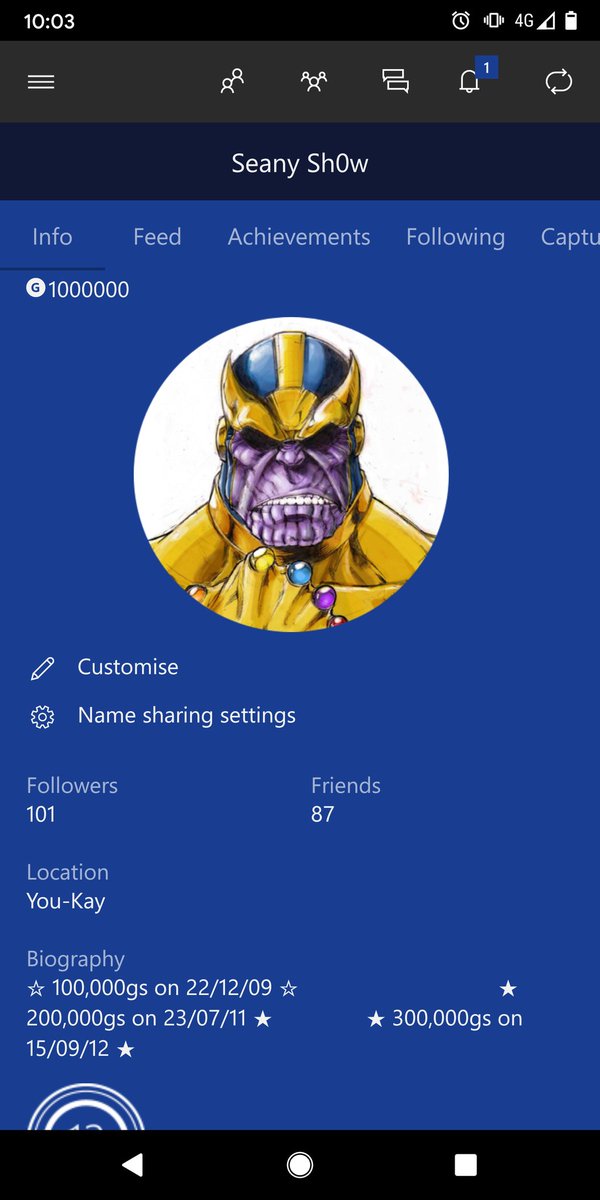 Seany_Show's tweet photo. There finally is the 1 million gamerscore after 13+ years. I can now enjoy semi gaming retirement. Thanks to everyone who has helped with a achievement, inspired me to keep going&amp;created achievement guides. Also a massive shout-out to the best gaming website @TrueAchievement https://t.co/9M7tJAgY2f