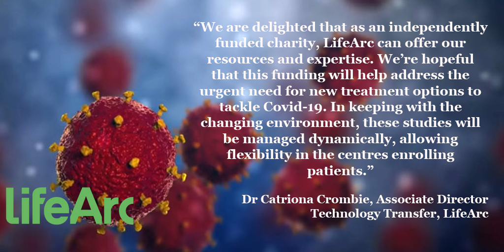 LifeArc is backing <a href="/dundeeuni/">University of Dundee</a> in leading the clinical trial of a new anti-inflammatory drug from @EvgenPharma. The trial will investigate whether SFX-01 reduces the severity of #ARDS in #Covid-19 patients. Read more here: bit.ly/2AEIspx