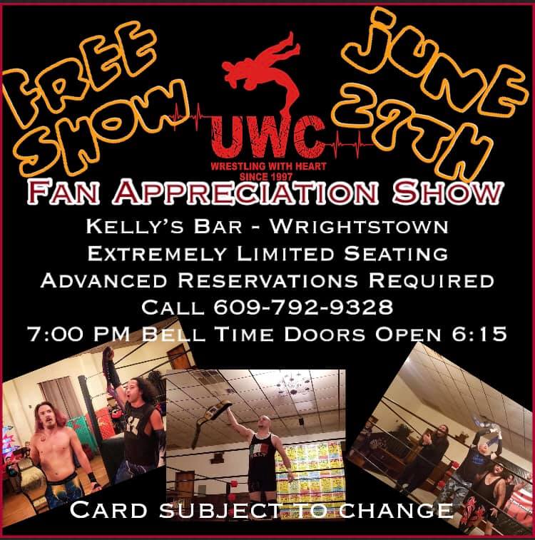 UWCRules's tweet image. Don't miss ur @UWCFamily favorites when we return 6/27, including @spectrum413uwc, @TheFredoMajors, @curcio_jay, @BobbyBanksB1, @warhead29483342, Orphan, @JTAustin1, Hobo Harry, @OllieRidesAgain, @Timlapu, MORE! *you must reserve seats in advance due to extremely limited seating*