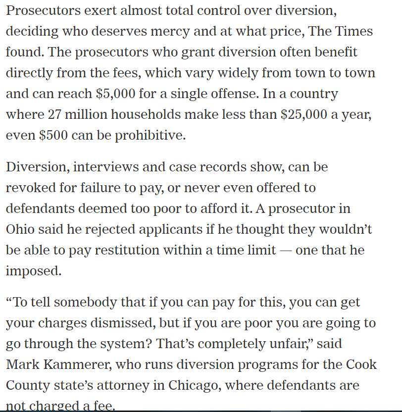 PROBLEM PROSECUTORDiversion, while advantageous to guilty & rich, can exclude poor, sweep innocent persons into net and hide bad police conduct. Fee waivers, full discovery & other protections.  https://www.nytimes.com/interactive/2016/12/12/us/law-quiz-criminal-justice.html Seemy prior thread:  https://twitter.com/objkshn/status/1271869908037468160?s=20