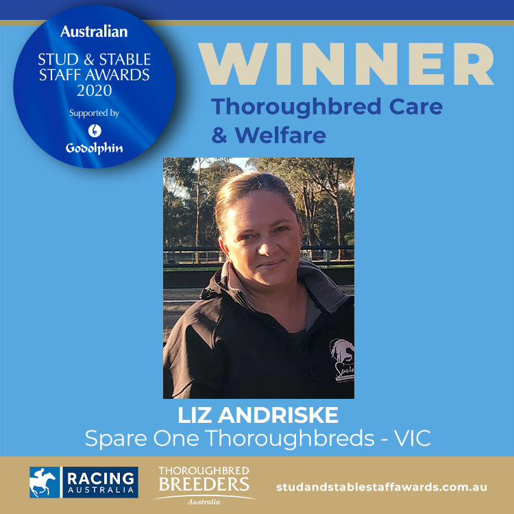 godolphin's tweet photo. 🇦🇺 Stud And Stable Staff Awards winner for 2020 THOROUGHBRED CARE & WELFARE.
Congratulations Spare One Thoroughbreds’ Liz Andriske! https://t.co/vzJaW7uy06