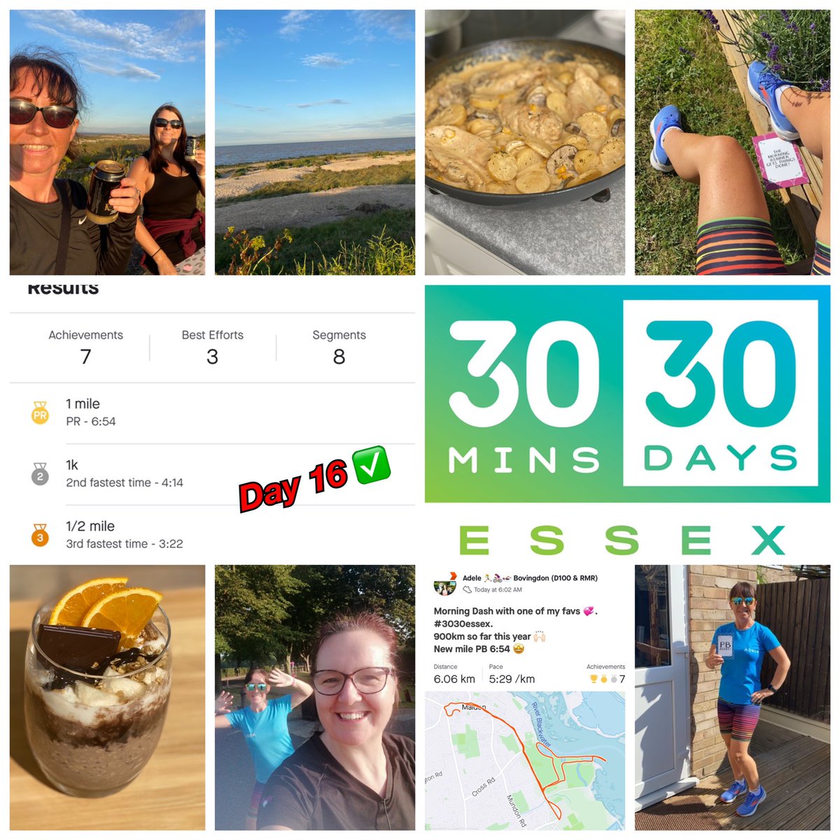 Finished Day 16 off yesterday off with a lovely (almost) 6km Walk with a bestie 💞 up to the beach in the evening sun ☀️ After the mornings run, lots of good food,  the evening walk and nearly 25,000 steps I’d say that was a pretty awesome day 💪🏼 <a href="/3030Essex/">3030Essex</a> <a href="/ActiveEssex/">ActiveEssex</a>