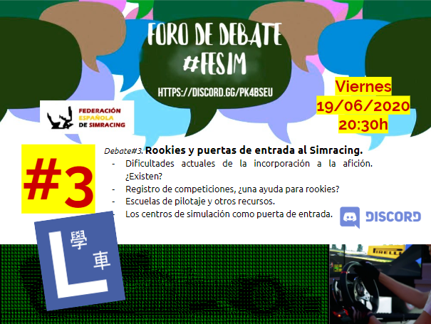 Continuamos hablando de #Simracing en el foro de debate abierto por FESIM. En esta ocasión analizaremos cómo facilitar el acceso a nuestra afición. ¿Qué encuentra un rookie cuando quiere iniciarse en el automovilismo virtual? ¿Cómo se podría facilitar su aterrizaje? Os esperamos.
