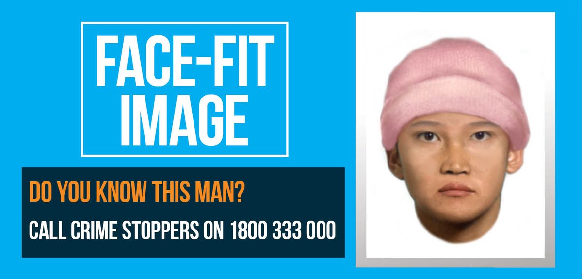 ACTPolicing's tweet photo. ACT Policing has released a face-fit image of a man allegedly linked to multiple knife attack incidents in Calwell, on 6 and 9 June. Anyone with information is urged to contact Crime Stoppers on 1800 333 000 or via their website. https://t.co/gIRlejXCsY https://t.co/XTwH01Fr6c