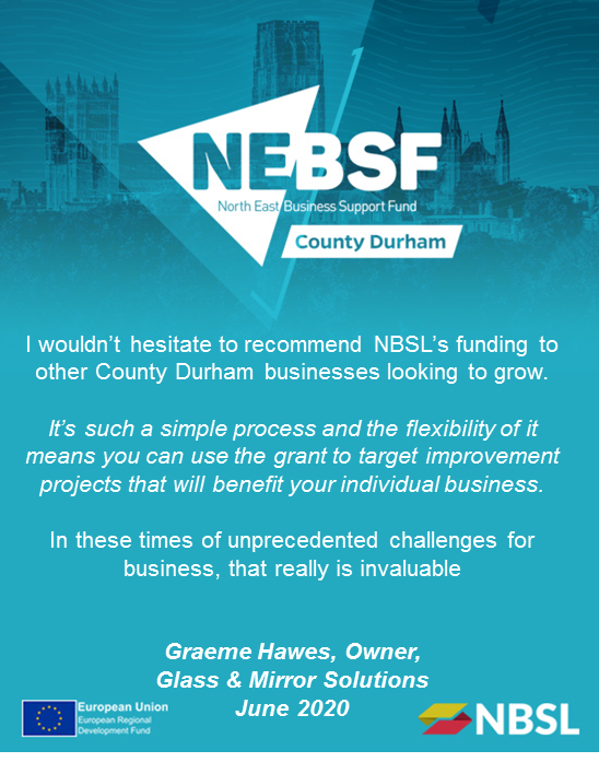 We've helped over 90 businesses across Durham over the past 3 months with grant support.  

Take a look at our case study on how we helped <a href="/glassmirrorsol1/">glassmirrorsolutions</a> latest marketing activity - all helping businesses open back up for business.  

Can we help you? buff.ly/2Y7FTW3