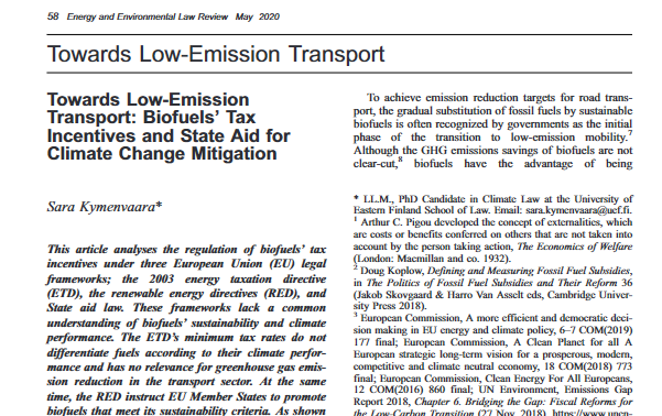 SaraK050's tweet photo. My article on biofuels' tax incentives and state aid law was recently published by EEELR, thanks to colleagues 
@seita_r @HuhtaKaisa and @uefcceel PhD supervisors for comments! Read it here: https://t.co/I8UiR7Vvrv https://t.co/qO6724gQRq