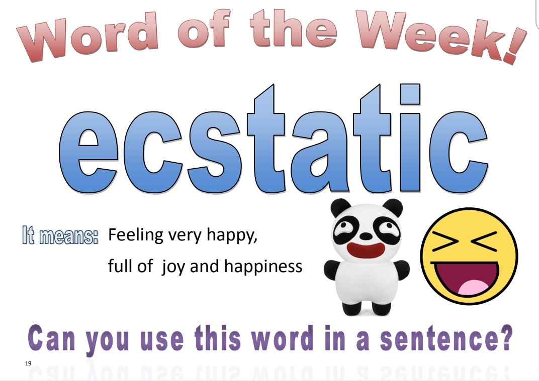 MissF_Borestone's tweet photo. Word of the week is 'Ecstatic. Can you think of a good sentence this week? https://t.co/ugfcSVa3ZE
