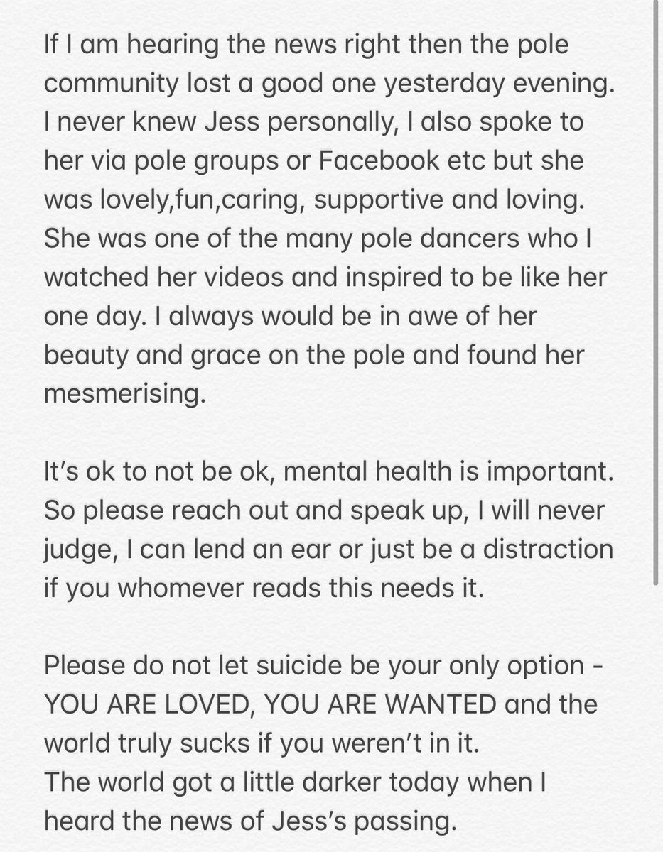 stonecld316babe's tweet image. Heaven gained an angel from our pole community yesterday. If the news is true, it’s absolutely heart breaking. 💔
Sending love to the pole community and her family and friends. #ripjess #ripjln #jlnpolefitness #pole