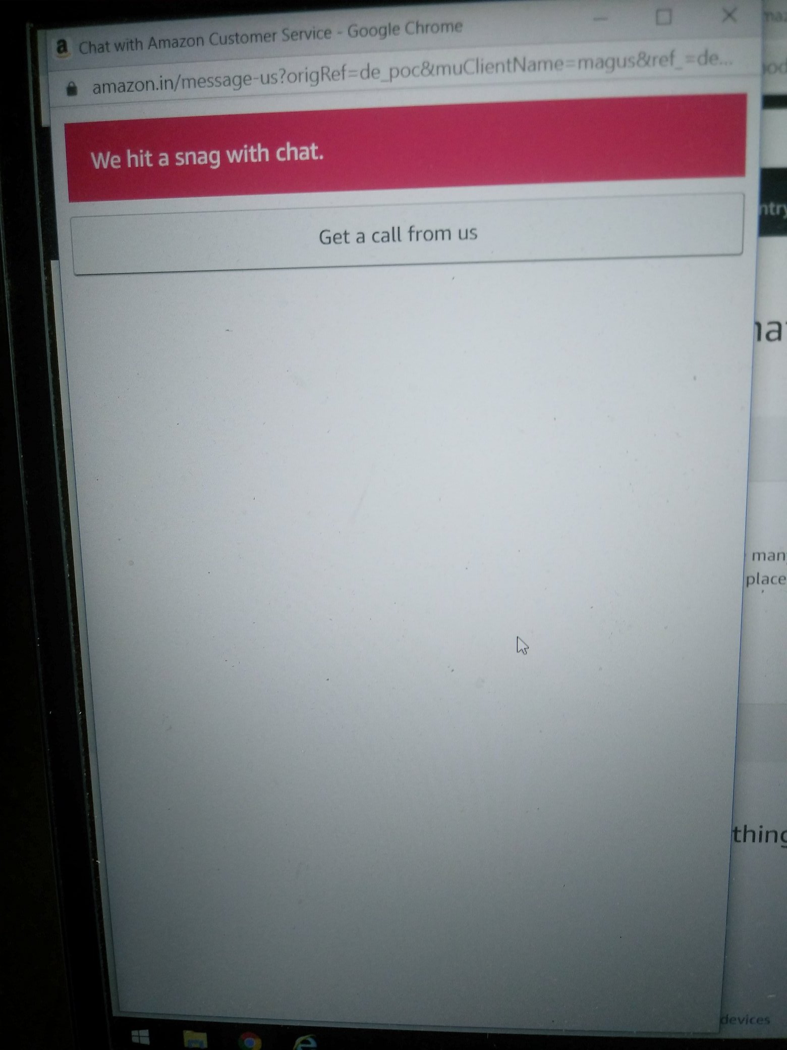 Amazon customer service chat