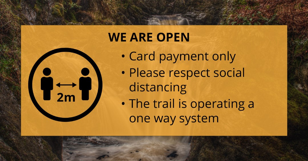 The Waterfalls Trail has re-opened. Please visit our website for further information to help you plan your visit. ingletonwaterfallstrail.co.uk We look forward to welcoming you back to the trail.