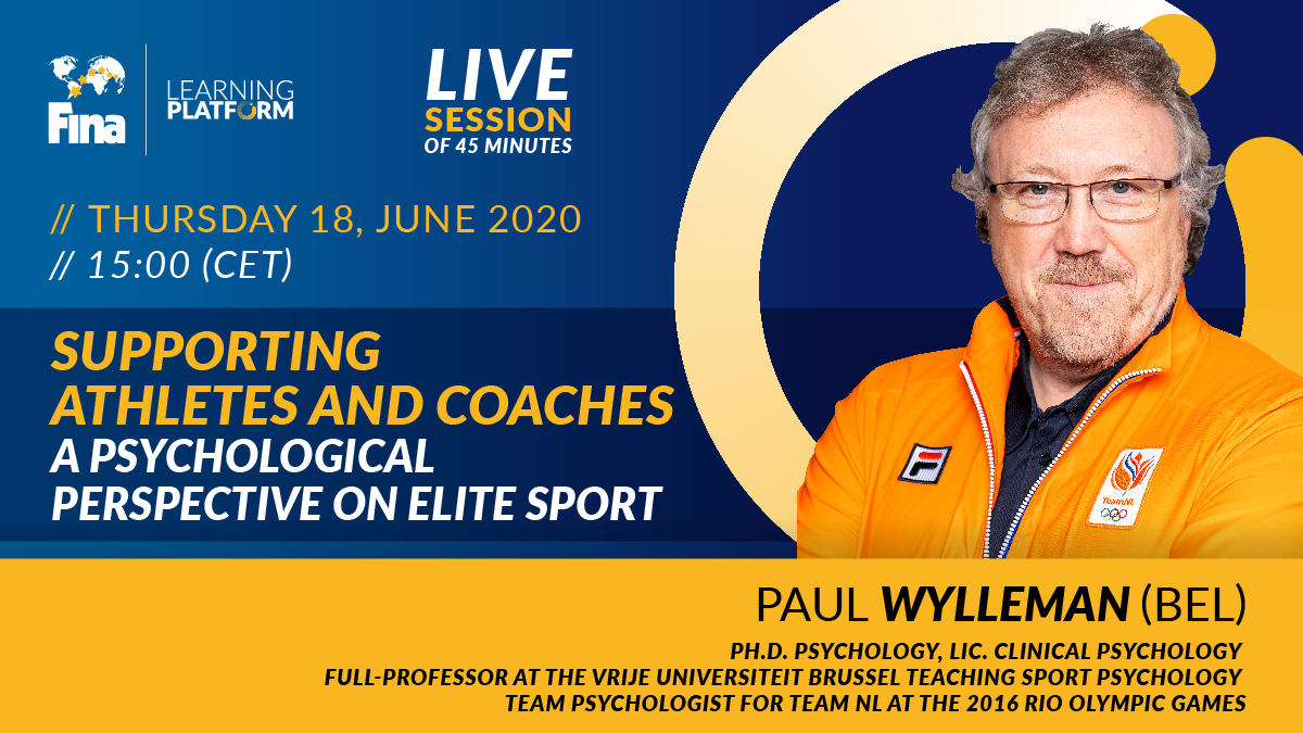 The ability for elite athletes and coaches to adapt to and learn from challenging situations is crucial for their careers in elite sports. 

Paul Wylleman will tackle his topic in a LIVE session this Thursday, 18 June at 15:00 CET! 

Go to session: learning.fina.og/live