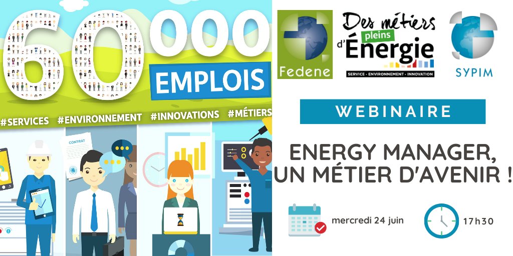 L’ENERGY MANAGER, un métier d’avenir ! | <a href="/DMPEnergie/">Des métiers pleins d'énergie !</a> et le #SYPIM, t’invitent à la présentation d'un #MétiersPleinsDénergie engagé pour préserver la planète 🌍Des experts répondront à tes questions !
⏰24 juin - 17h30
👉bit.ly/2UQ2rZk

#Formation #Métier #Emploi #jeunes