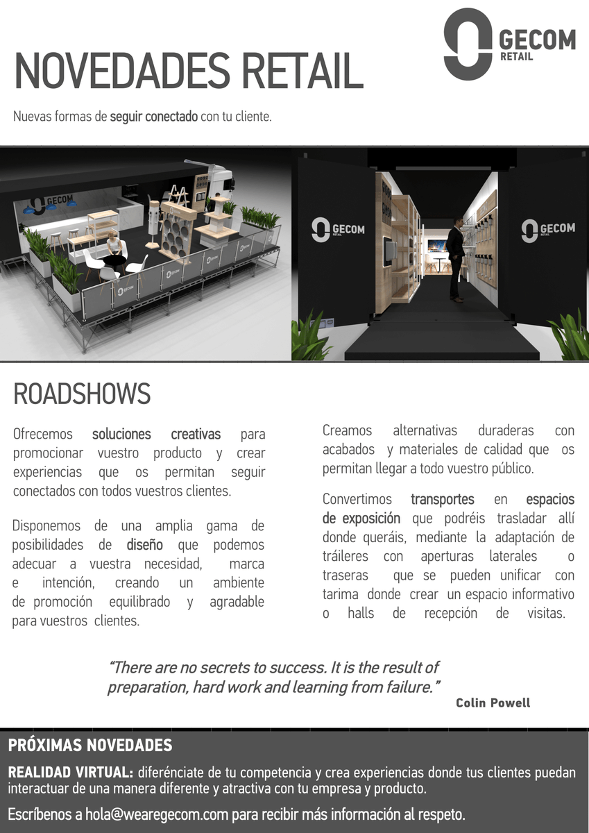 gecom_ec's tweet photo. ¿Pensando en nuevas formas de estar en contacto con tus clientes? ¡Cuenta con nosotros!

📞+34 93 370 45 83
📩hola@wearegecom.com

#hardworkpaysoff #teams #designers #COVID19 #solutions #virtualreality #roadshow #roadshows 
#trust #design #retail #design #gecom https://t.co/TflrYiD4YO