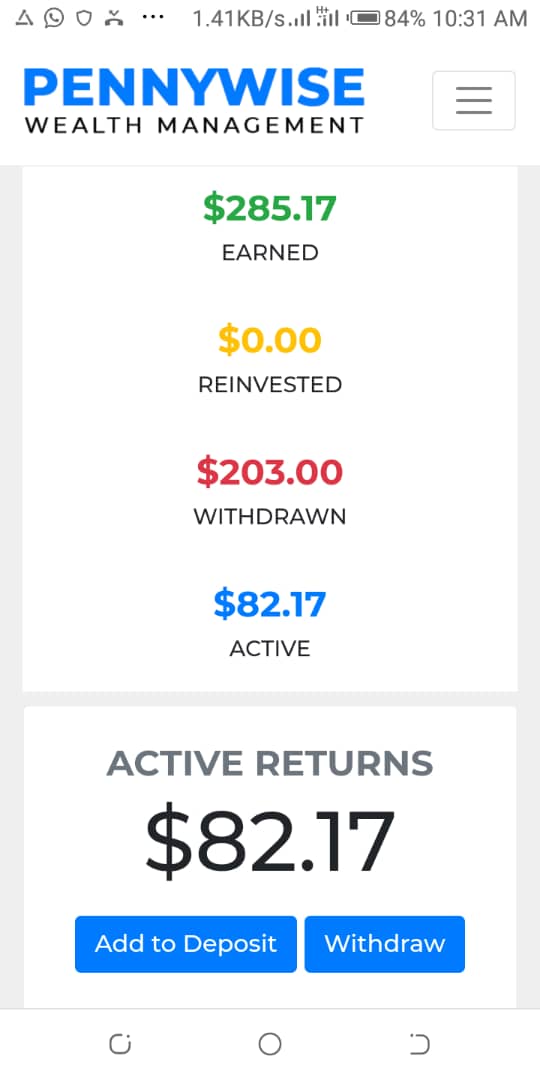 Pennywise Wealth Management is an investment advisory that pays you 2% of your investment in bitcoin every working day. Yes I said every working day. For more info and inquiries Chat us up on:  https://wa.link/v93pwh&nbsp;