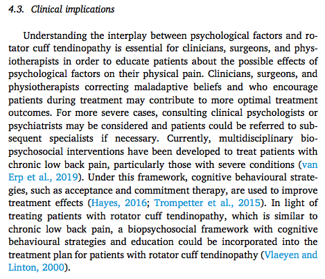 MSKPhysioJnl's tweet photo. The effect of psychological factors on pain, function and quality of life in patients with rotator cuff tendinopathy: A systematic review. Find link for complimentary access https://t.co/hIqMTTkmmi please RT #tendon #tendinopathy #MSK #shoulderpain https://t.co/TFGtN0iqSx