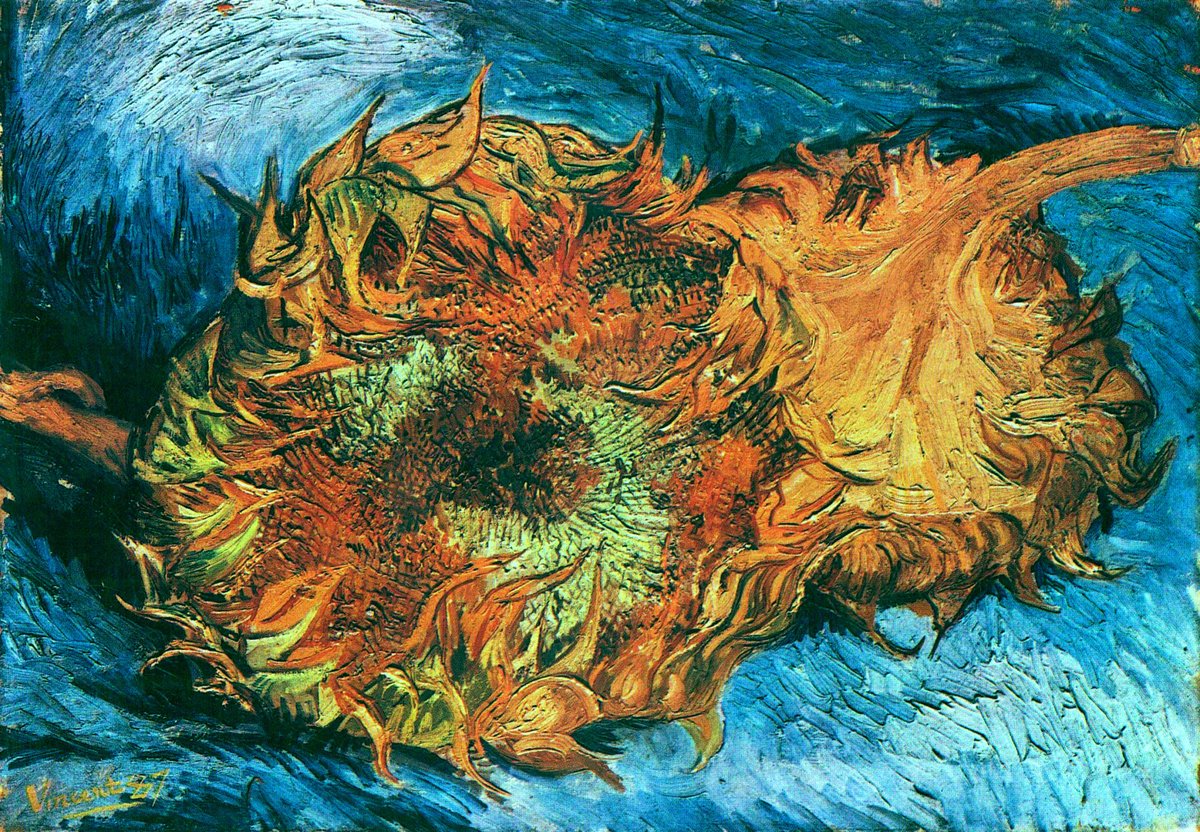 vangoghartist's tweet photo. Still Life with Two Sunflowers, 1887 https://t.co/Ntjc2KBWah #vincentvangogh #dutchart https://t.co/GD5qwrDWs1