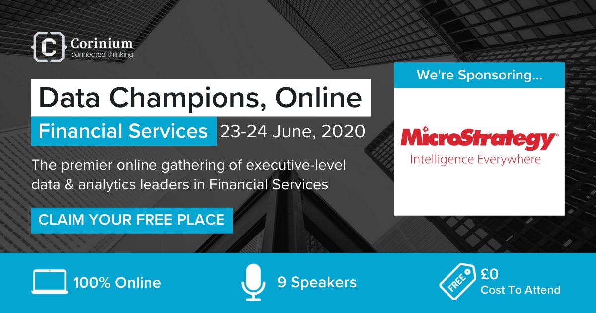 Join the discussion - technological and cultural barriers to mass adoption of #ML and #AI driven #analytics usage in the enterprise - presented by <a href="/MicroStrategy/">Strategy</a>'s Robert Davis <a href="/CoriniumGlobal/">Corinium</a> Data Champions. Register today: bit.ly/2N4sCXI #fintech #insurtech #Analytics