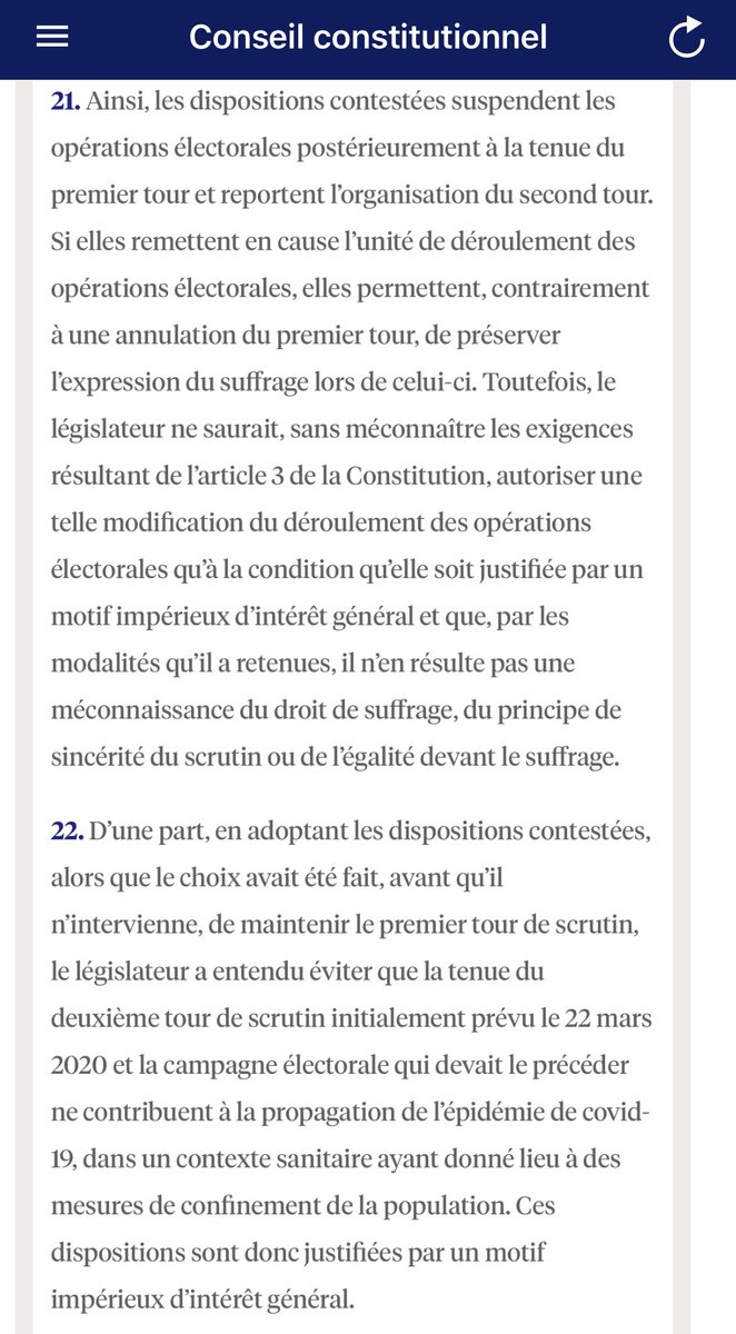 JPhDerosier's tweet photo. Le @Conseil_constit valide la déconnexion des deux tours des #Municipales2020 et la tenue du 2nd tour le 28 juin, non sans fixer des conditions strictes à cette validation, signifiant qu’elle est tout à fait exceptionnelle https://t.co/a5zY4JbDNX